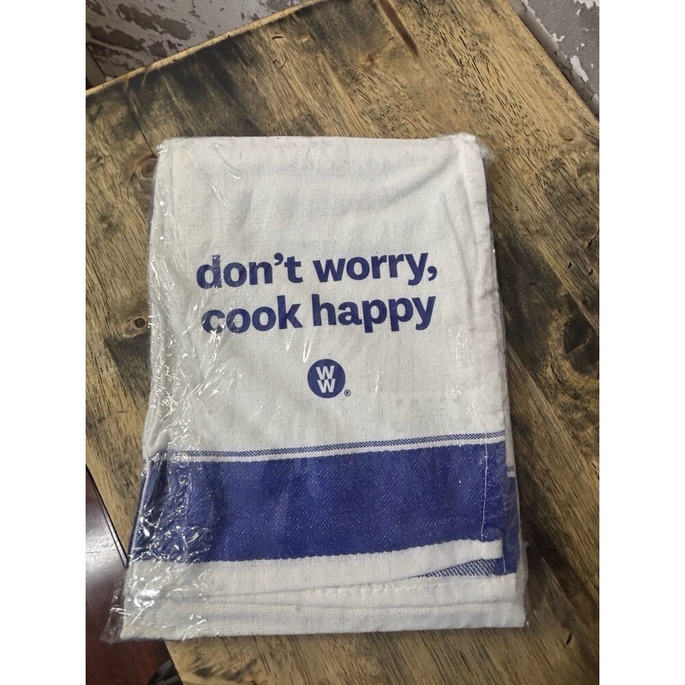 WW Weight Watchers Linen Kitchen Towel Set Cook Happy Life Is Delicious